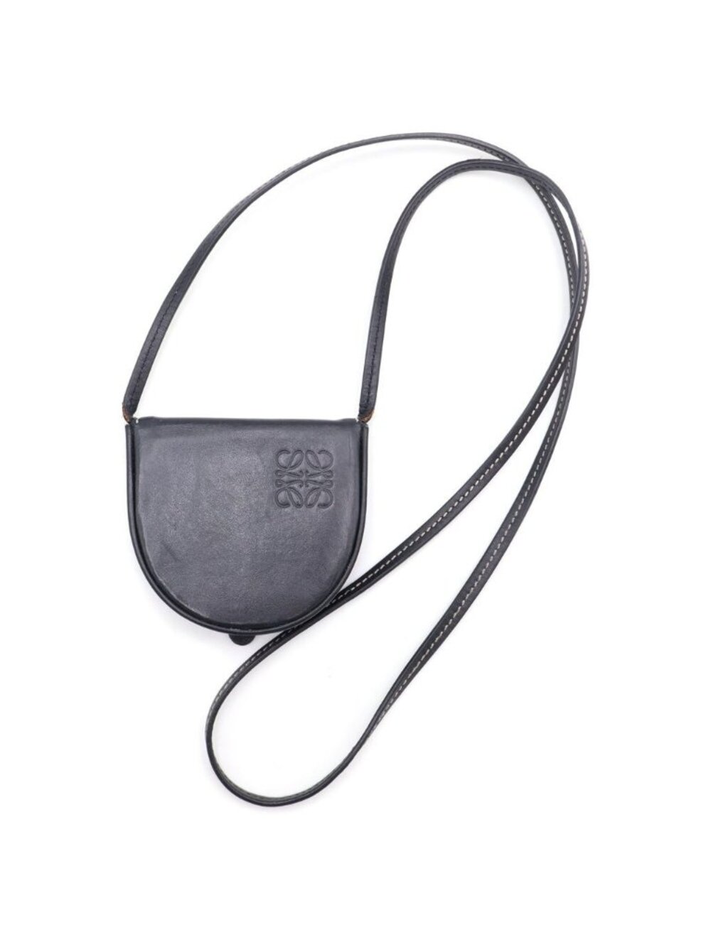 Loewe Anagram Logo Leather Heel Pouch Black